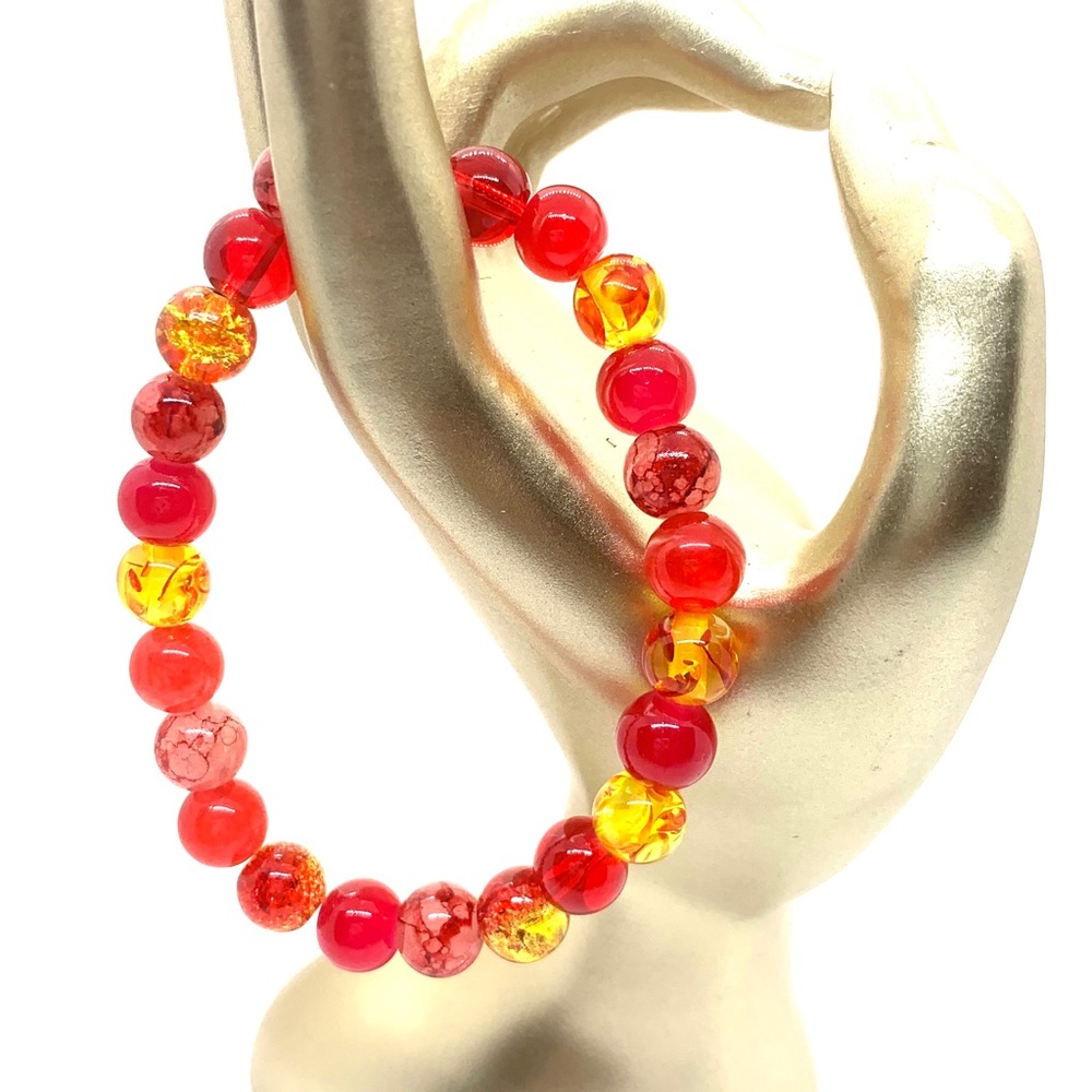 [Fruit Punch] Glass & Crackle Statement Beaded Bracelet